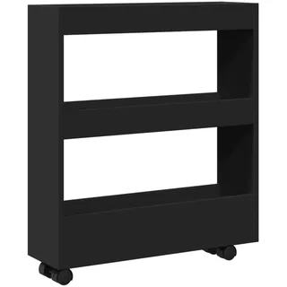 Aufbewahrungswagen Schmal 3 Etagen Schwarz Holzwerkstoff - Schwarz