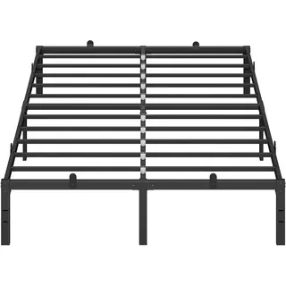 VASAGLE Doppelbettgestell, Bett, 140 x 200 cm, Metallbett, Bettrahmen, Unterbettaufbewahrung, modern, Gästebett, einfacher Aufbau, tintenschwarz RMB134B01