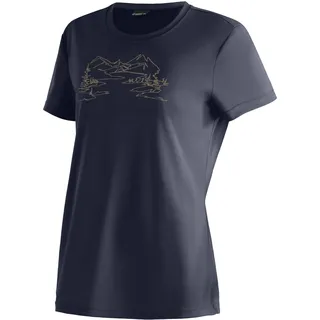 T-Shirt MAIER SPORTS "Wilma Print", Damen, Gr. 38, blau (dunkelblau), 100% Polyester, Rundhals, Shirts T-Shirt, Damen Kurzarmshirt, leichtes Sommer Funktionsshirt, Rundhals, Reg Fit