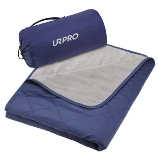 URPRO Warme wasserdichte Decke Fleecedecke Campingdecke Picknickdecke Außendecke mit Tragetasche für Stadion, Picknick, Camping, Strand, Hunde, Sofa BLAU