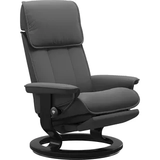 Relaxsessel STRESSLESS "Admiral", grau (grau batick), B:87cm H:101cm T:78cm, Leder BATICK: BATICK ist ein leicht korrigiertes, durchgefärbtes und genarbtes Möbelleder, bei dem die meisten Unebenheiten und Spuren in der Regel entfernt wurden., Sessel, Relaxsessel, verstellbar, optional 2-motorisch, Größe M & L, Gestell Schwarz