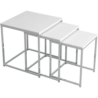 VCM 3 stk. Sæt sidebord | Sofabord Simple | Metal og MDF sofabord | Sofabord - Glisal - Weiß