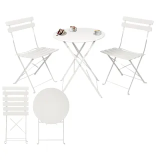 Albatros Bistroset 3-teilig Weiß – Bistrotisch mit 2 Stühlen – klappbare Stühle und Tisch aus robustem Metall – optimal als Balkonmöbel Set oder Gartenmöbel in modernem Design - Weiß