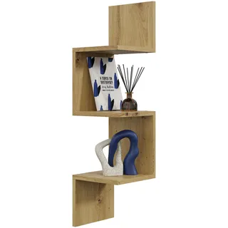 Eckregal Eiche Artisan – stilvolles Hängeregal für Bücher und Deko, robuste Wand-Eckablage für Wohnzimmer, Küche und Büro