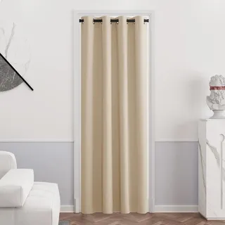 PONY DANCE Gardinen Kinderzimmer Türvorhang 1 Stück H 210 x B 132 cm Blickdichte Vorhänge mit Ösen Thermovorhang Curtain Verdunkelungsvorhang Wohnzimmer, Biscotti Beige