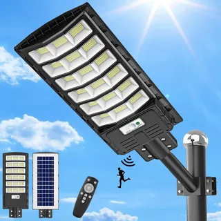 papasbox 6 Stück 600W LED Solar Straßenlaterne mit Fernbedienung | Solarbetriebene 6500K Straßenlampe Wandleuchte mit Bewegungsmelder Sensor | Außen Wegeleuchte im Freien Straßenleuchte