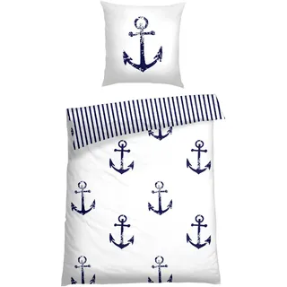 Schiesser Bettwäsche "Marina, maritime Momente in frischer Farbkombination" 2 Stk. MADE IN GREEN by OEKO-TEX, weiß
