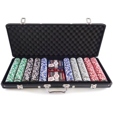 Smir 360355 Casino-Set World Poker Tour, schwarzer Aluminium-Koffer, Poker Grimaud, 500 amerikanische jetons