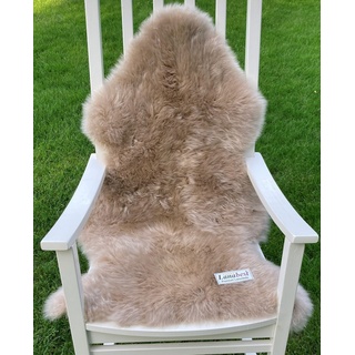 Premium Lammfell Schaffell von LANABEST hell-beige. Echtes Fell mit ganz zarter Wolle. Kuschelfell, geruchsarm, schadstoffarm und chromfrei. Geschenkqualität. Länge ca. 95cm (beige)