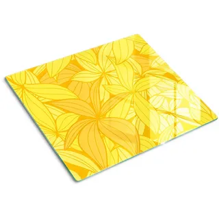 Tulup Glasplatte 60x52 cm Gelbe Blumen , Glas , 60x0.4x52 cm , Küchen, Küchenelektrogeräte, Herde, Herdabdeckplatten