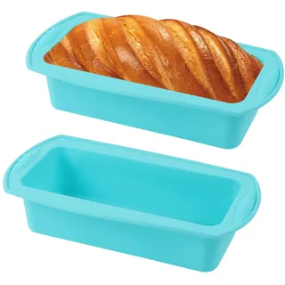 GEFIRE 2er Set Brotbackform, Kastenform Silikon Backform, 21x9x6cm Backform Silikon, Kastenform Brotbackform Silikonform Brotbackform & Kuchenform Brotbackformen, für Kuchen und Brote(Blau)