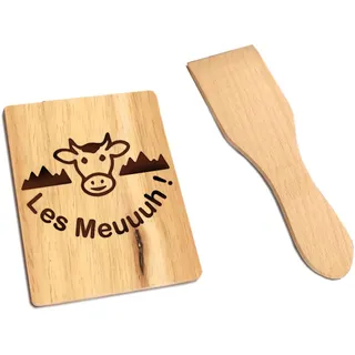 LITTLE BALANCE Raclette-Set für 4 Personen, 8-teiliges Set, Raclette-Zubehör, 4 Spatel + 4 Holzbretter, Rustikal, Holz