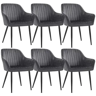 Songmics Esszimmerstuhl Samt grau 6er Set