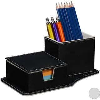 Relaxdays Schreibtisch Organizer Kunstleder, schwarz