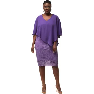 Ulla Popken, Damen, große Größen, Abendkleid, Chiffon-Cape, Jersey, Spitzensaum, 3/4-Arm