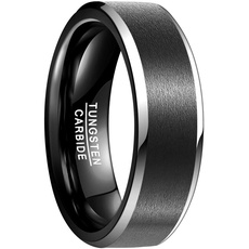 Vakki 8 mm Matt Schwarz Ring Herren Wolfram Ring Schwarz Herren Wolframcarbid Ring Ehering Verlobungsring Größe 54.4(17.3)