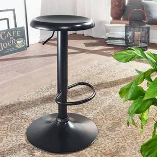 FineBuy Barhocker Schwarz Hocker ohne Lehne 58 - 79 cm Barstuhl Küchenhocker Metall 100kg Design Tresenhocker Drehbar Bistrohocker - Schwarz