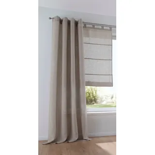 Vorhang KUTTI "Metis Leinen" Gr. 2, beige (natur), B:140cm H:175cm, Leinen, Gardinen, Vorhang, blickdicht, natürliche Leinen-Gardine, einfarbig, pflegeleicht, Basic
