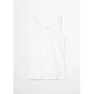 Tanktop MARC O'POLO "Essentials", Damen, Gr. L, weiß, Jersey, Obermaterial: 95% Baumwolle, 5% Elasthan, unifarben, figurbetont hüftlang, Rundhals, Tops Tanktop, mit kleinem Logo am Saum