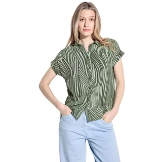 CECIL Damen B344678 Gestreifte Bluse, cool Khaki, XL