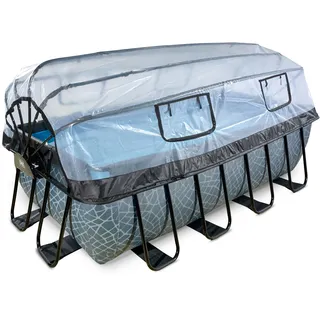 EXIT TOYS EXIT Stone Pool 400 x 200 x 122 cm inkl. Sandfilteranlage, Poolleiter, Reparaturset, Abdeckung