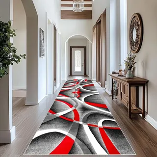 RxiBeFuw Teppich Läufer Flur rutschfest, Teppichläufer Küchenläufer Waschbar, Küche Teppiche Bettvorleger für Flur Wohnzimmer Schlafzimmer Küchen Läufer Teppiche Flur Modern Flurteppich 80 x 200 cm