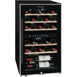 La Sommeliere - Weinkühlschrank ECS31.2Z, 29 Flaschen, 2 Zonen Temperier-Servier-Weinschrank, Glastür aus UV-undurchlässigem Glas, Temperaturbereich von 5°C bis 20°C, freistehend [Energieklasse G]