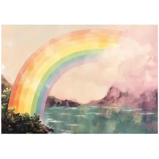 Wallarena Fototapete Kinderzimmer Mädchen Regenbogen Vlies Tapete 300x210 , Multicolor , Papier , Baum/Pflanze/Natur , Rechteckig , 300x210 cm , FSC 100% , Tapeten & Wandverkleidungen, Fototapeten