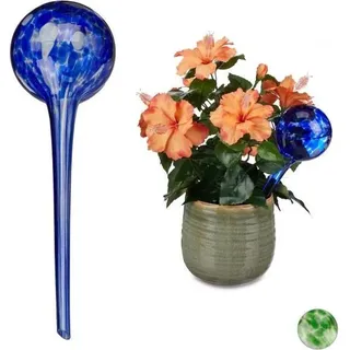Glas Bewässerungskugeln 2er Set für Zimmerpflanzen, 34cm hoch, automatische Bewässerung