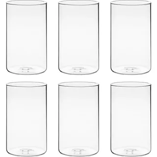 Winter Shore 15 cm Hohe Glasvasen für Tischdeko [6er-Pack] - Gläser für Kerzen, Blumen, Kieselsteine, Muscheln, Perlen & Windlicht Glas - Durchsichtige Glasvase Zylinder - Vasen Hochzeit Tischdeko