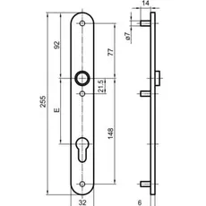 Glutz, Türgriff + Fenstergriff, Schutztürschild 5361 glide/easyfix (Türschild)