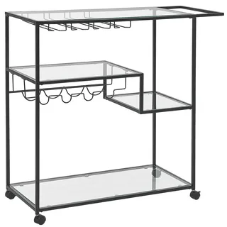 Beliani Servierwagen Schwarz Marcola - Schwarz, Transparent , Metall , 103x94x40 cm , Esszimmer, Servierwagen