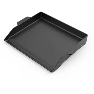 Onlyfire 47,2 × 35,5cm Gusseisen Grillplatte, Grillplatten Gasgrill mit Griff, Universal Gussplatte für Gasgrill, Holzkohlegrill, Herd, Matte Oberfläche, Schwarz