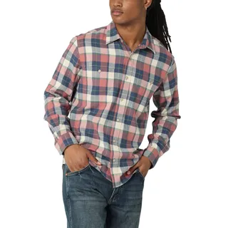 Wrangler Authentics Herren Wolken-Flanell-gewebtes Hemd mit Button-Down-Kragen, Verdorbene Rose, Mittel