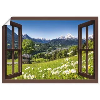 ARTland Wandbild »Fensterblick Bayerischen Alpen«, Berge, (1 St.), als Alubild, Outdoorbild, Leinwandbild, Poster, Wandaufkleber, braun