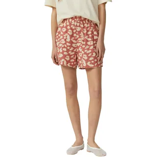 Shorts QS, Damen, Gr. 34, N-Gr, beige (apricot ecru), Web, Obermaterial: 100% Baumwolle, bedruckt, kurz, Hosen Shorts, Sommerhose aus Musselin mit All-Over-Muster