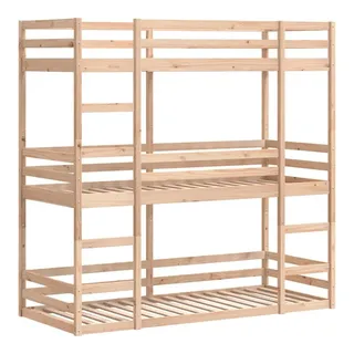 vidaXL Etagenbett Dreifach 80 x 200 cm Kiefer massiv braun