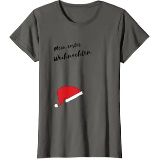 Damen Kurzarm Baby Erstes Weihnachten Schwanger Babyparty T-Shirt, Damen, Anthrazit, L