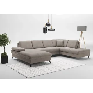 Wohnlandschaft SIT & MORE "Morris Jubi U-Form, B: 300 cm", grau (taupe), B:300cm H:83cm T:202cm, 100% Polyester, Sofas, Wohnlandschaft, mit Armteilfunktion & 1 Zierkissen, optional Bettfunktion
