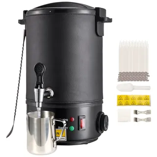 Vevor Kerzenherstellung Kit Kommerzieller Elektrischer Wachsschmelzer 6,5 L, 1100 W Wachsschmelzgerät Kerzenherstellungsmaschine, DIY Kerzen Selber Machen Set inkl. Dochte, Kerzengießtopf, Löffel