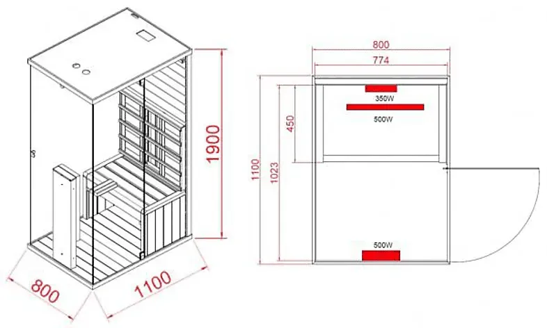 Bild von Billund 1 Infrarotkabine (1350 Watt)