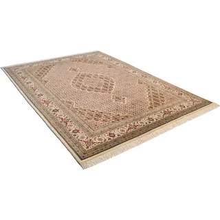 THEKO Orientteppich "Mahi Tabriz" rechteckig 12 mm Höhe handgeknüpft, Material: 80%Wolle, 20% Seide, mit Fransen, creme