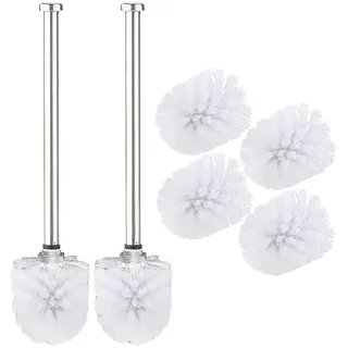BadeStern Toilettenbürste Ersatz: 2er-Set WC-Bürsten mit Edelstahl-Stiel und 3 Aufsätzen mit Ø 7 cm (Toilettenbürste Wandmontage, WC-Garnituren Wandmontage)