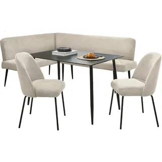 OTTO home "Melvin (Set, 4-tlg. Tisch, Bank und 2 Stühle), Taschenfederkern", tisch schwarz, bank und stühle anthrazit oder beige, tisch schwarz, bank beige, stühle beige