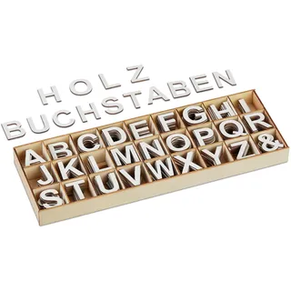Relaxdays Holzbuchstaben Set 324 TLG. Weiß/Bronze/Mehrfarbig