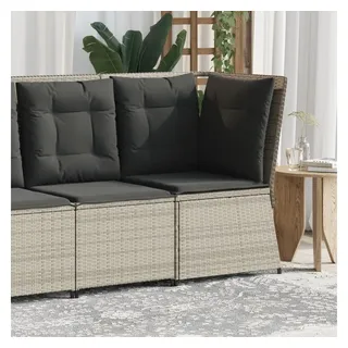vidaXL Garten-Ecksofa mit Kissen Hellgrau Poly Rattan