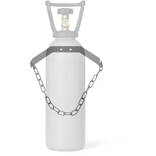 Edelstahl CO2 Flaschenhalter inkl. Kette 2-10 kg | Wandhalter für Mehrwegflaschen | Wandhalter für Co2 Kohlensäureflaschen | Gasflaschen Lagerung für Wassersprudler und Tafelwasseranlage