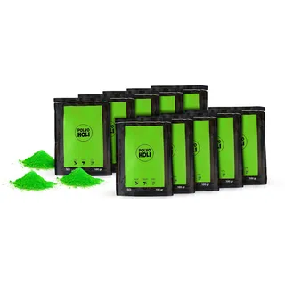 POLVO HOLI - Paket 10 Beutel Holi Pulver von 100 Gramm - 1 Kg Holi-Pulver (Grün)