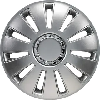AUTO-STYLE Satz Radzierblenden Silverstone Pro 15-Zoll Silber + Chrom Ringe