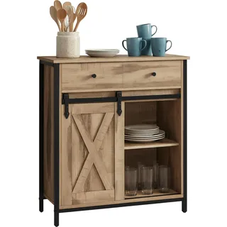 relaxdays Sideboard mit Schiebetür - Hellbraun